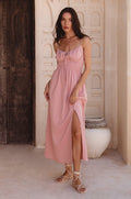 Eleanore Linen Midi Dress in rose | Salize