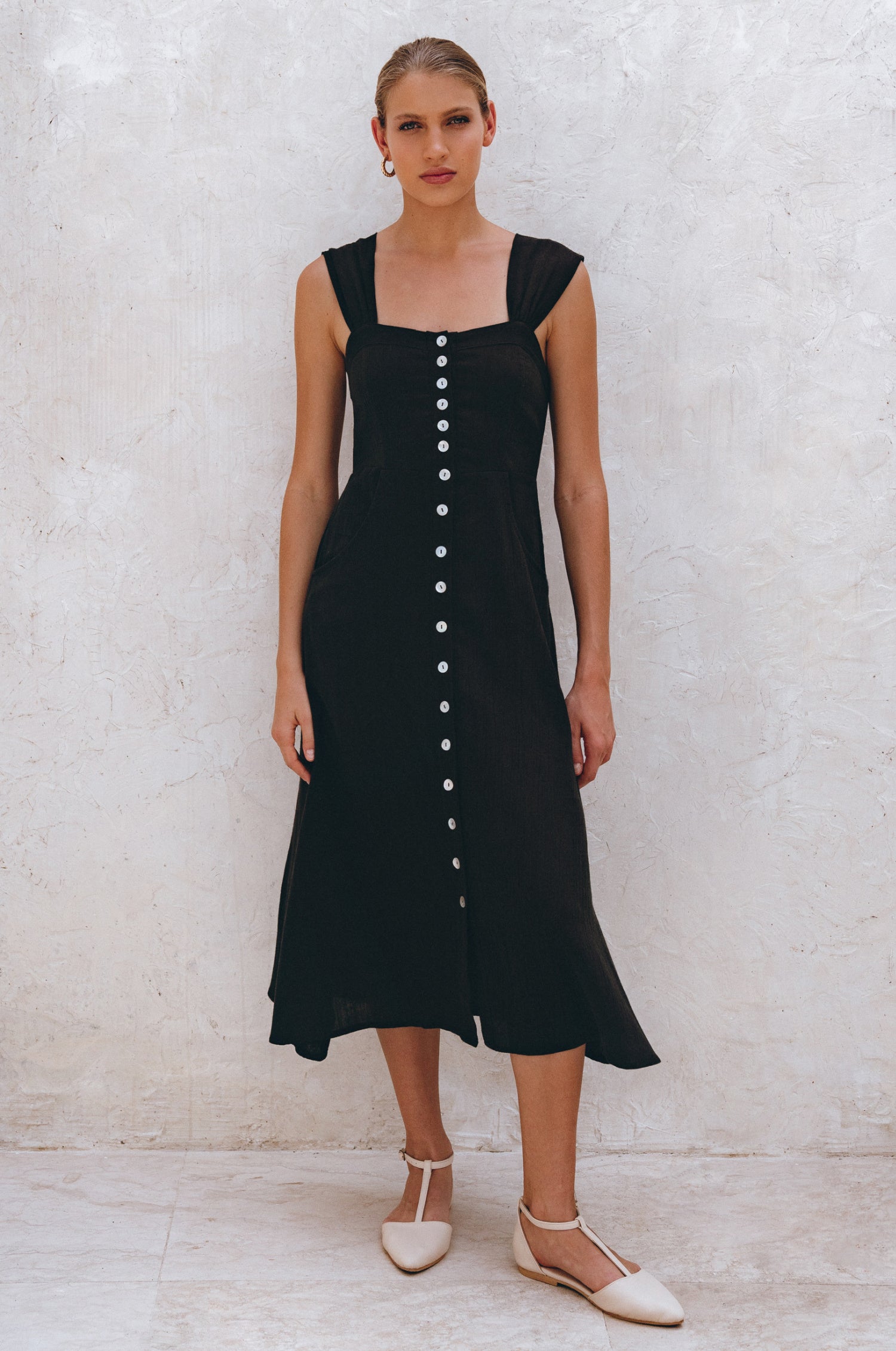 Mira Linen Midi Dress-6