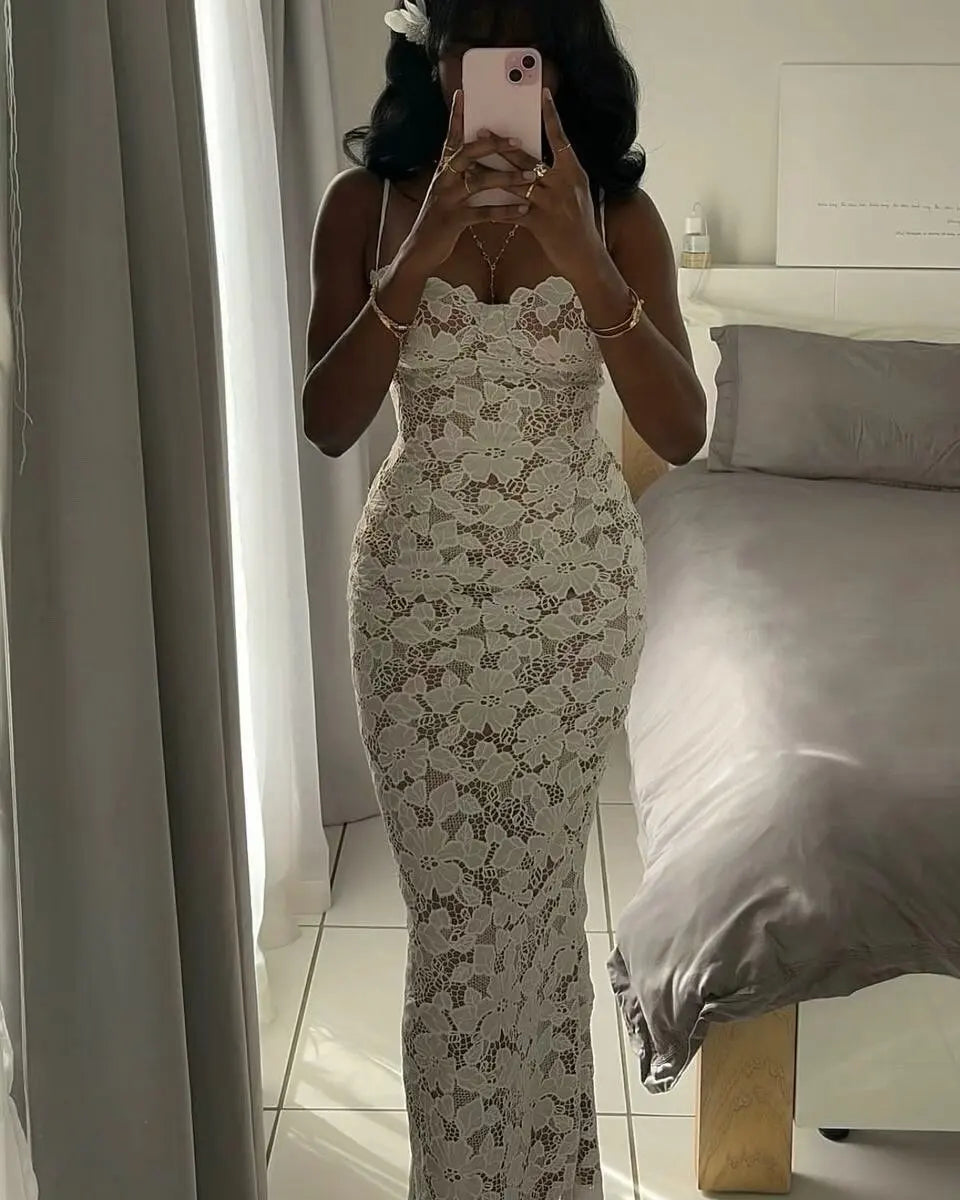 Summer Floral Lace Slim Elegant Dress