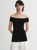 Camiseta de punto elegante asimétrica de seda de morera mezclada sin tirantes multicolor para mujer