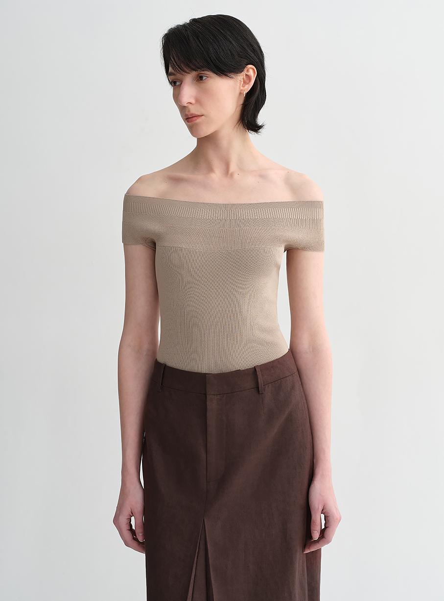 Mulberry silk blended one-shoulder strapless elegant multi-color knitted summer top T-shirt for women