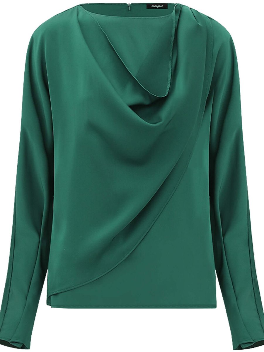 Elegant Scarf Collar Satin Blouse-3