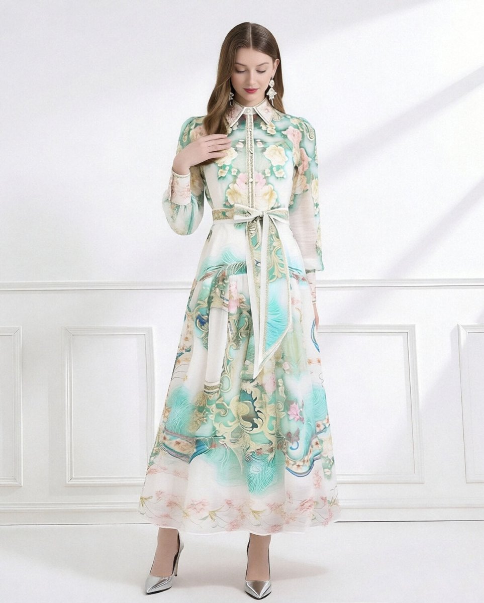 Enchanted Garden Printed Chiffon Maxi Dress-0