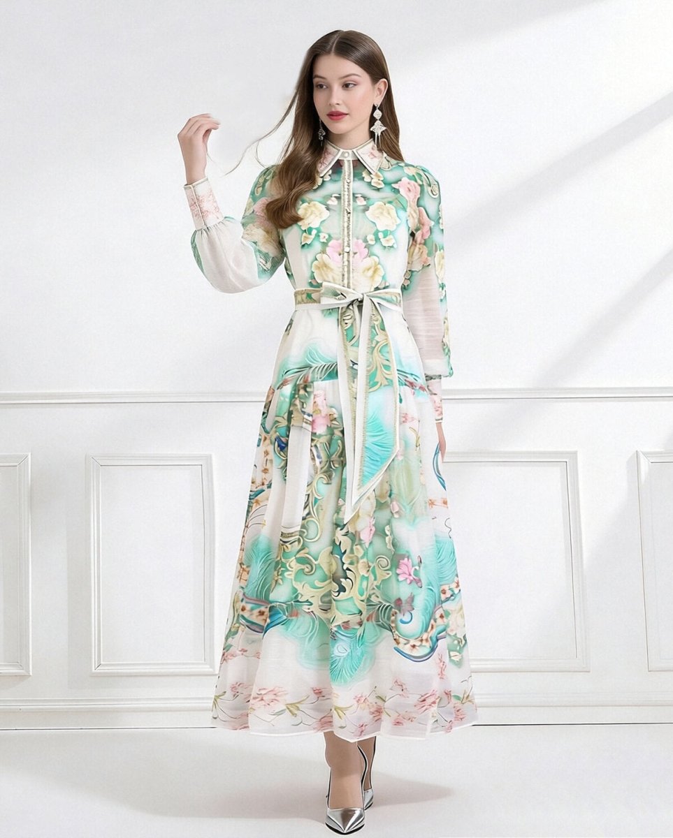 Enchanted Garden Printed Chiffon Maxi Dress-2