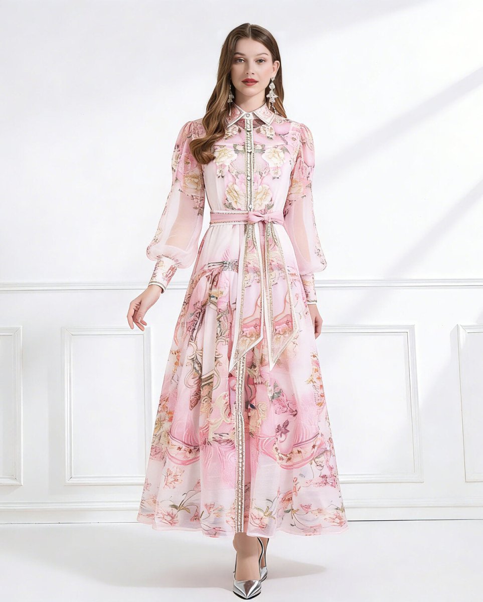 Enchanted Garden Printed Chiffon Maxi Dress-5