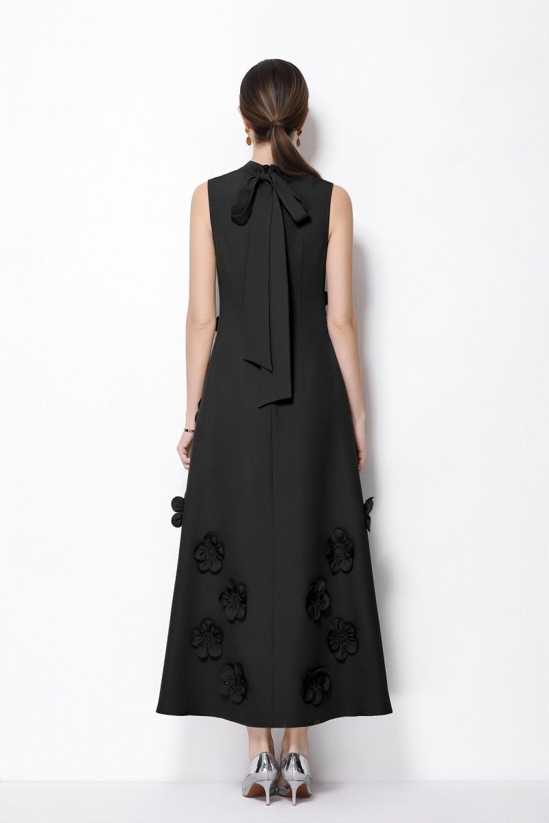 Petal Luxe 3D Floral Mock Neck Maxi Dress-3