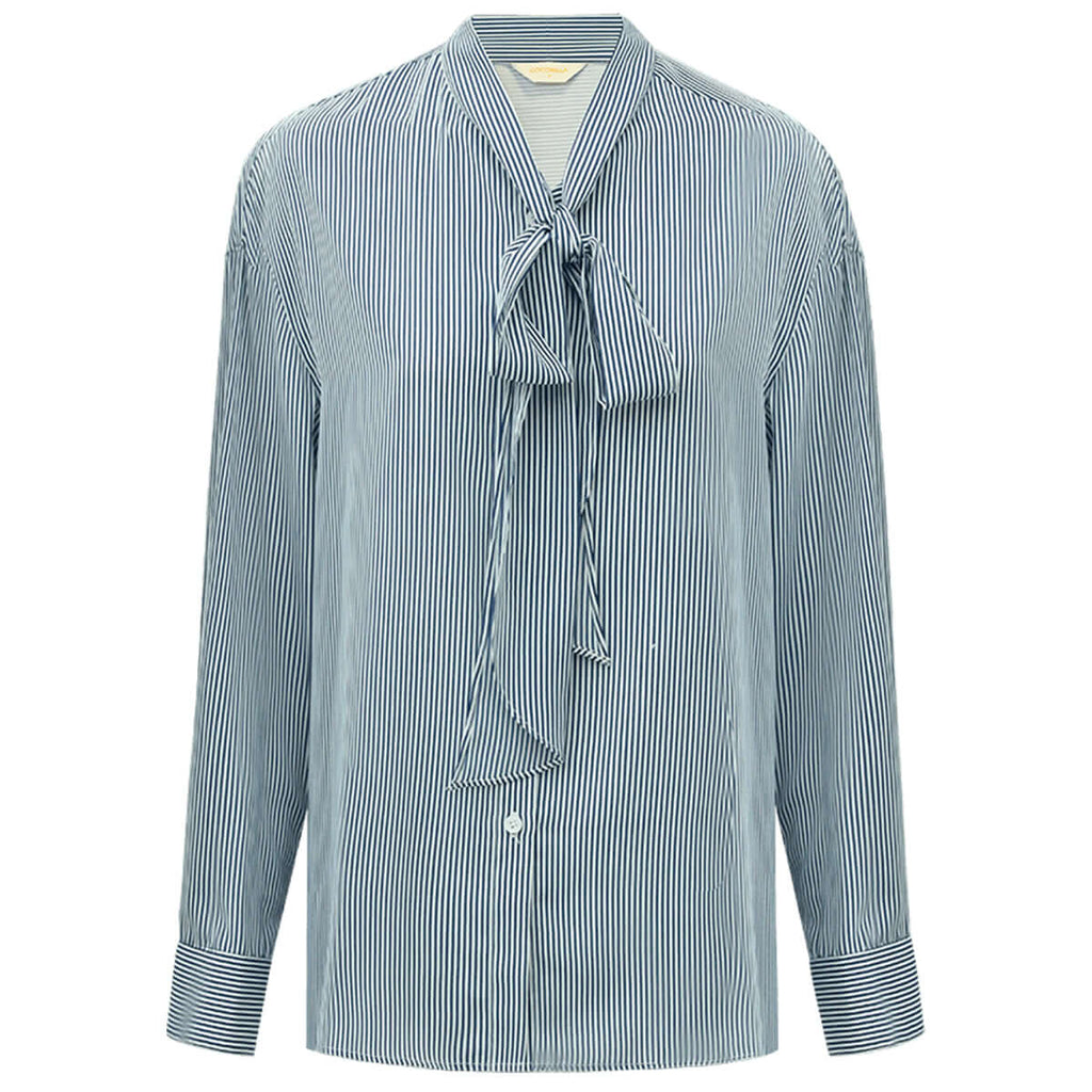 Powder Blue Bow Tie Striped Shirt-3