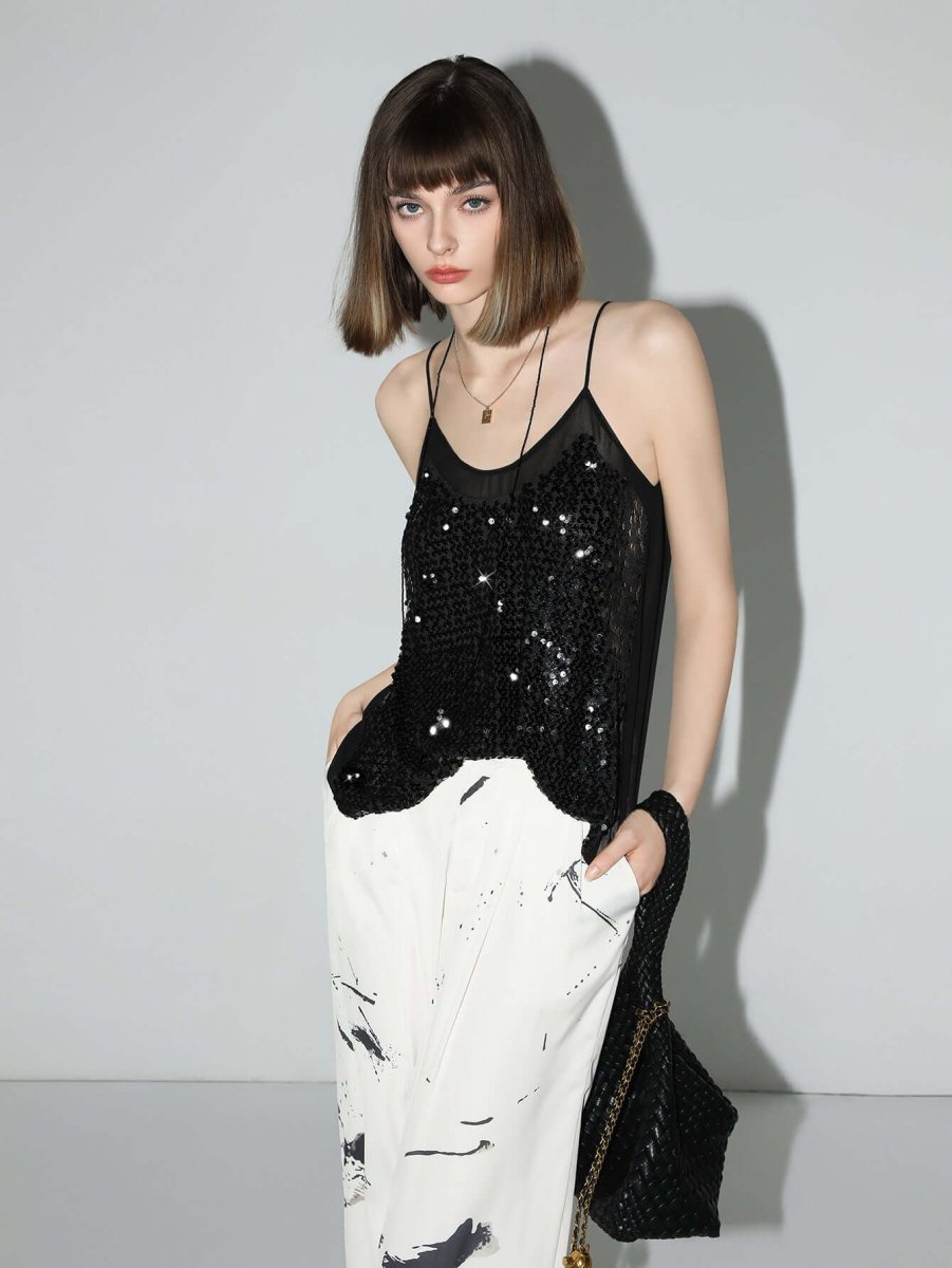 Sexy Glitter Sequin Camisole Top-0