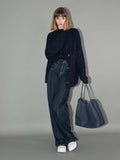 Vintage High-Waisted Wide Denim Jeans-0