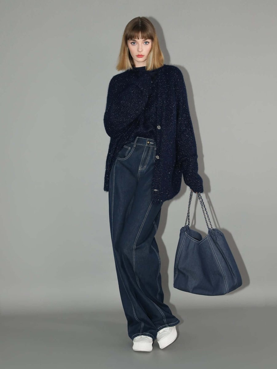 Vintage High-Waisted Wide Denim Jeans-0