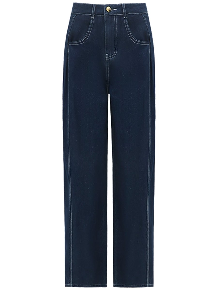 Vintage High-Waisted Wide Denim Jeans-3